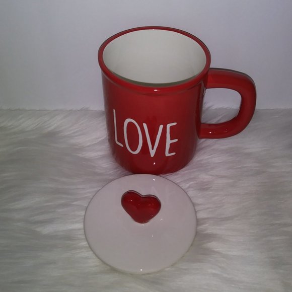 Red  White Ceramic Coffee Mug with Lid 25 OZ. - Picture 11 of 12